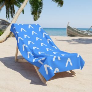 Blue Pattern Beach Towel — Nautical Wave Logo Print