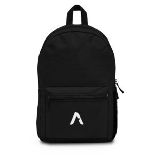 Minimal Logo Backpack — Sleek Black Everyday Bag